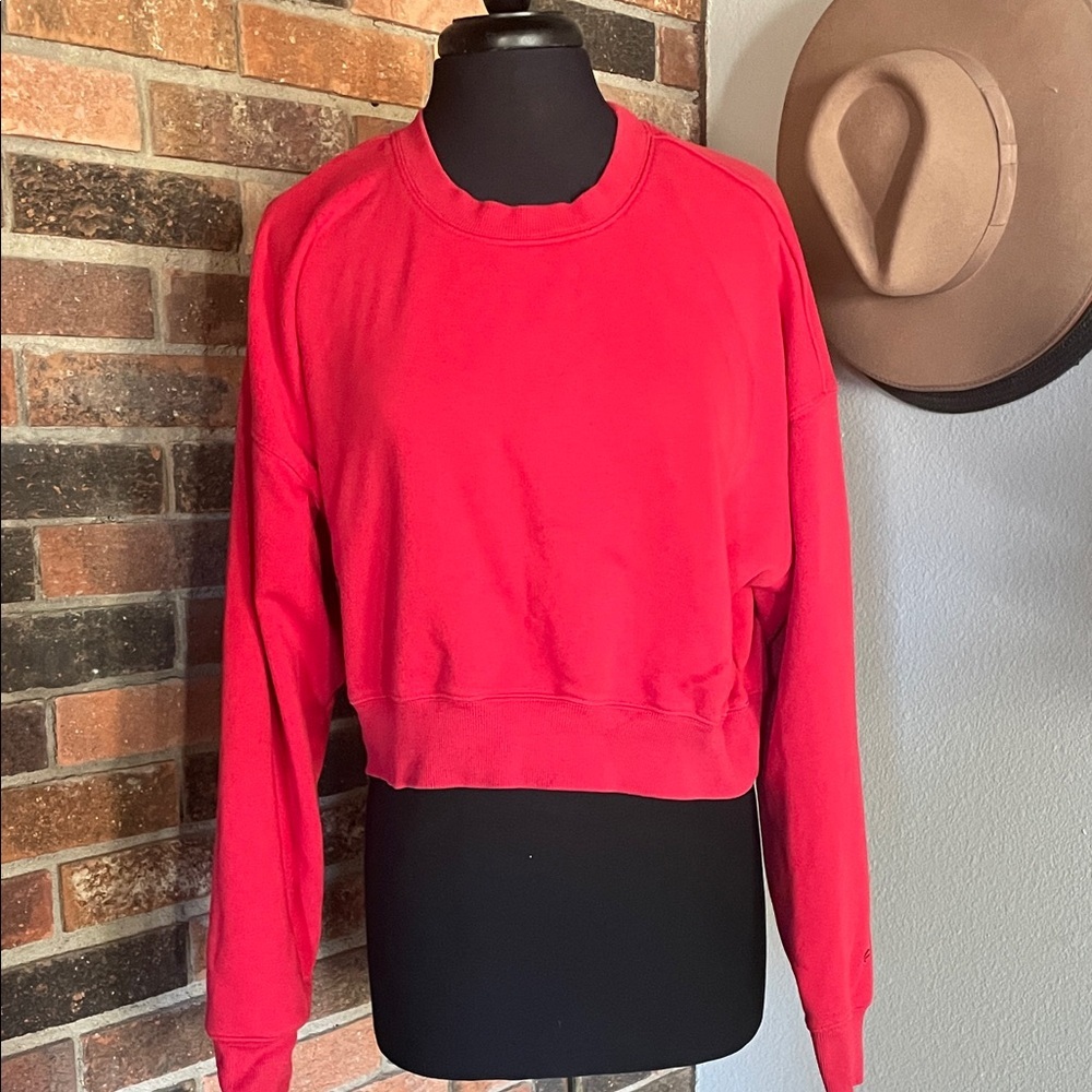 Fabletics Bold Red Women's Cropped Crewneck Sweatshirt L - Picture 1 of 5